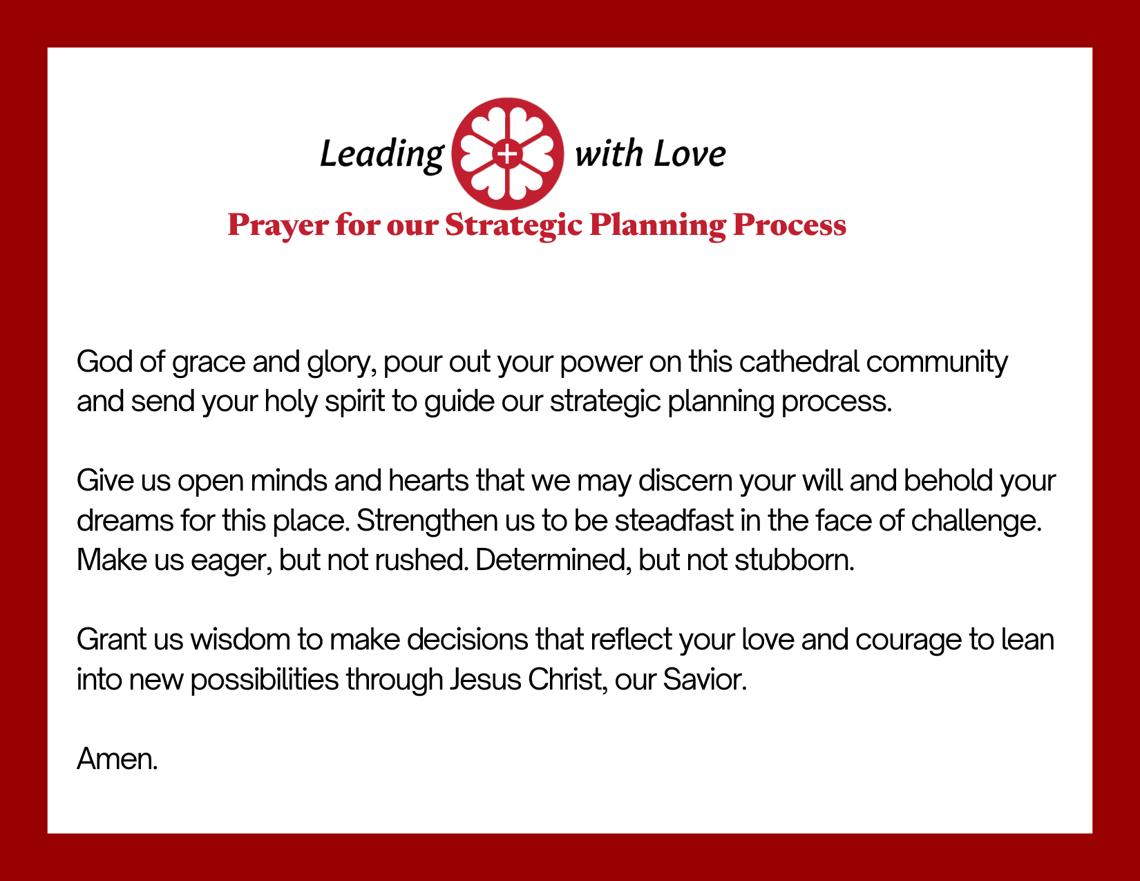Prayer for our Strategic Planning Process